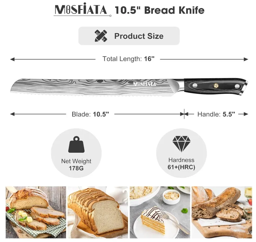 MOSFiATA Coltello Pane Seghettato 10,5 Pollici Acciaio