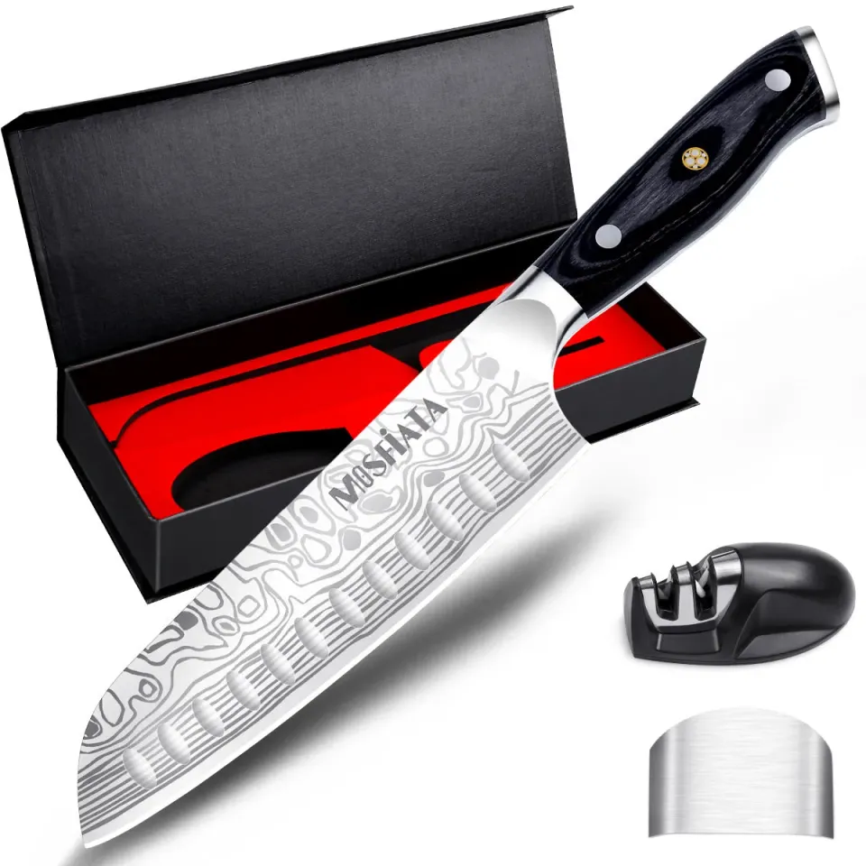 MOSFiATA Santoku 7" Set Salvadita e Affilatore Inox