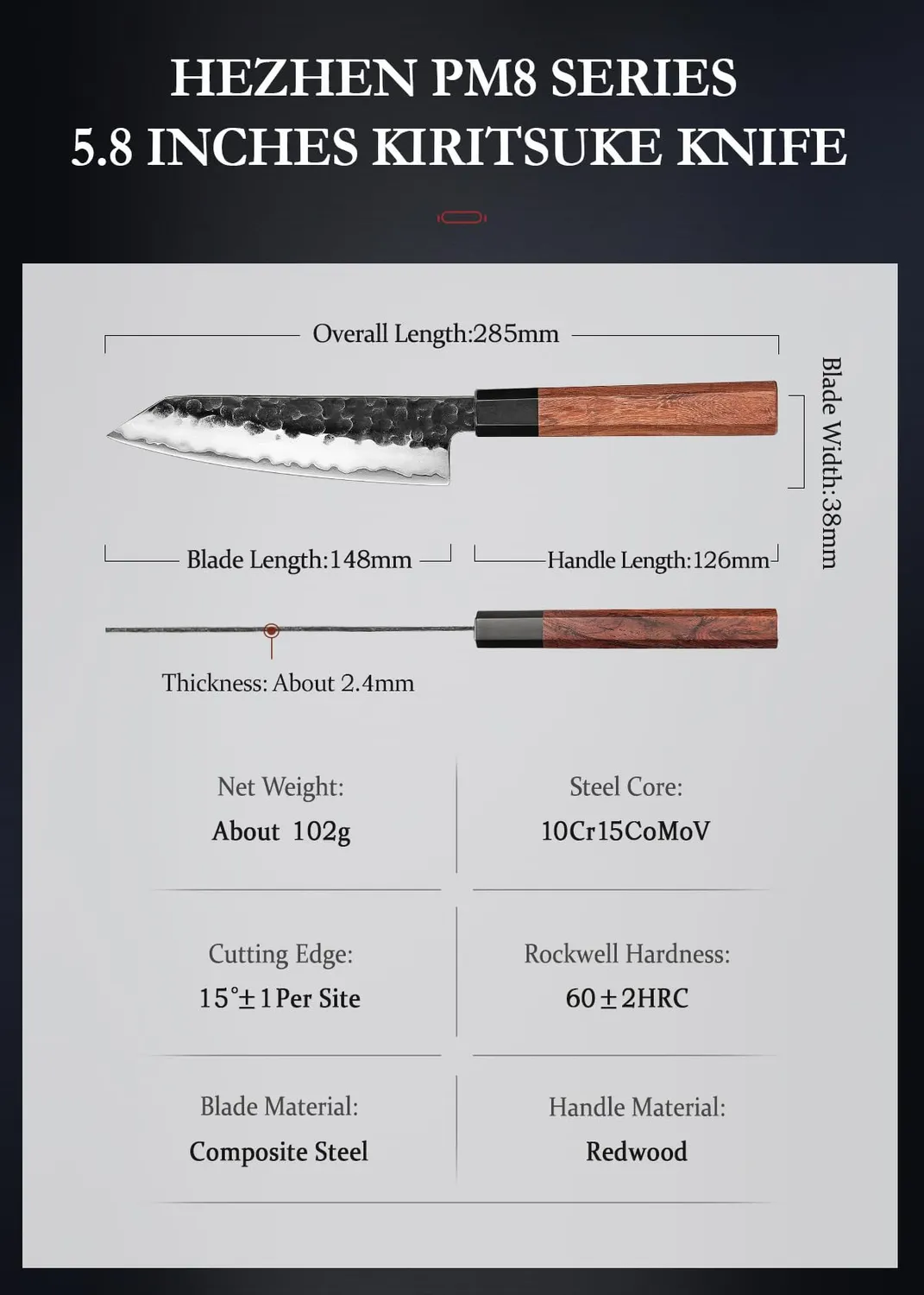 HEZHEN 15 cm coltello kiritsuke bunka giapponese