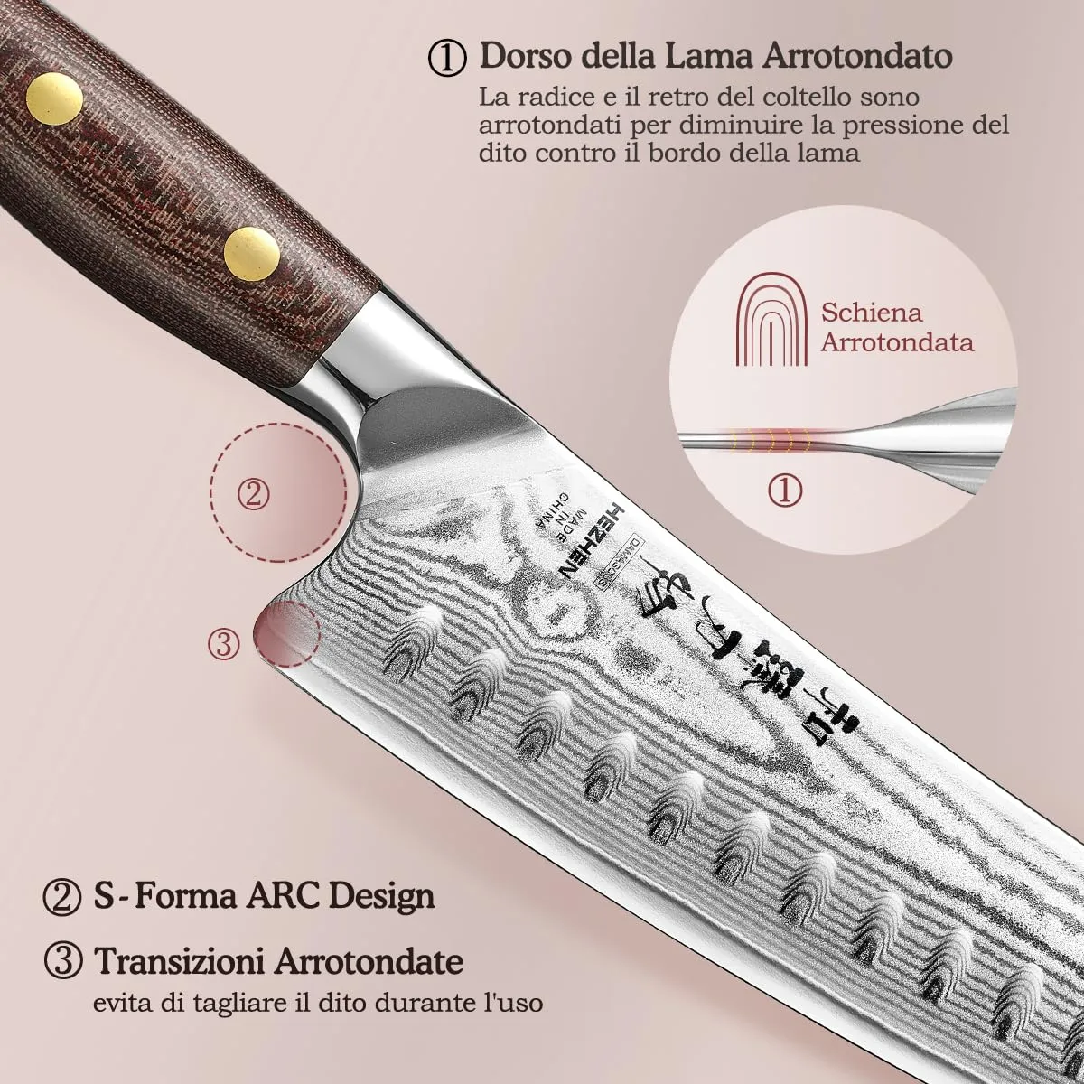 HEZHEN Damasco Coltello da Chef 19 cm Acciaio Damasco