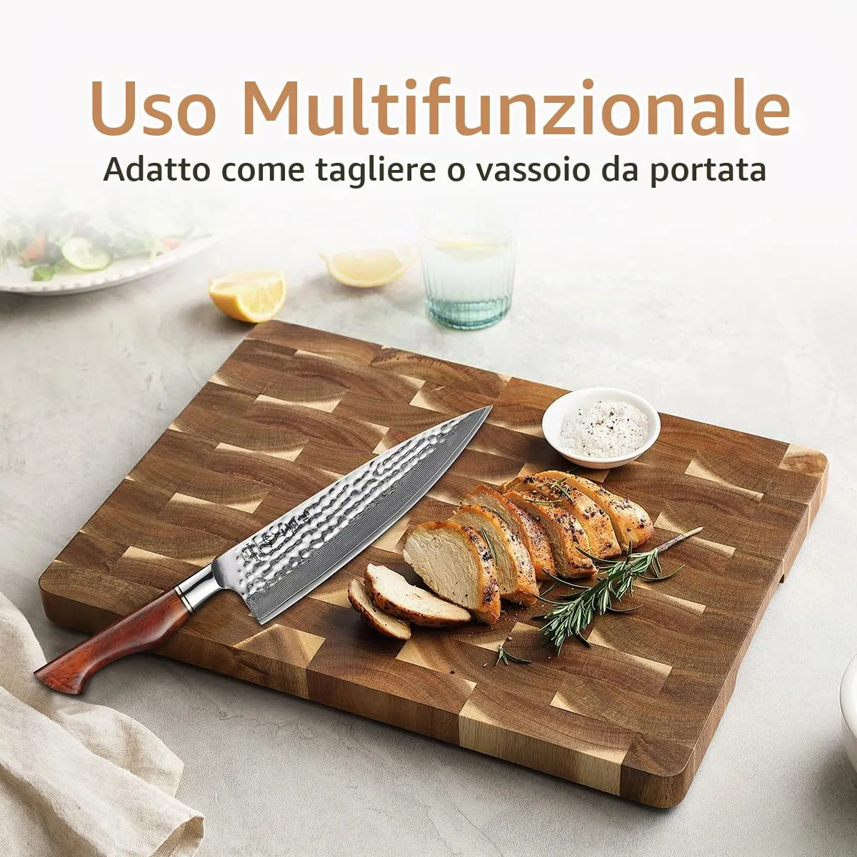 HEZHEN Tagliere Legno Acacia Doppio Lato Vassoio Servire
