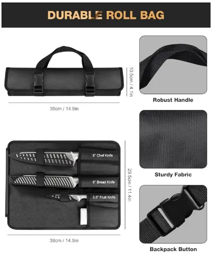 MOSFiATA Set 6 Coltelli Giapponesi con Borsa Oxford Inox