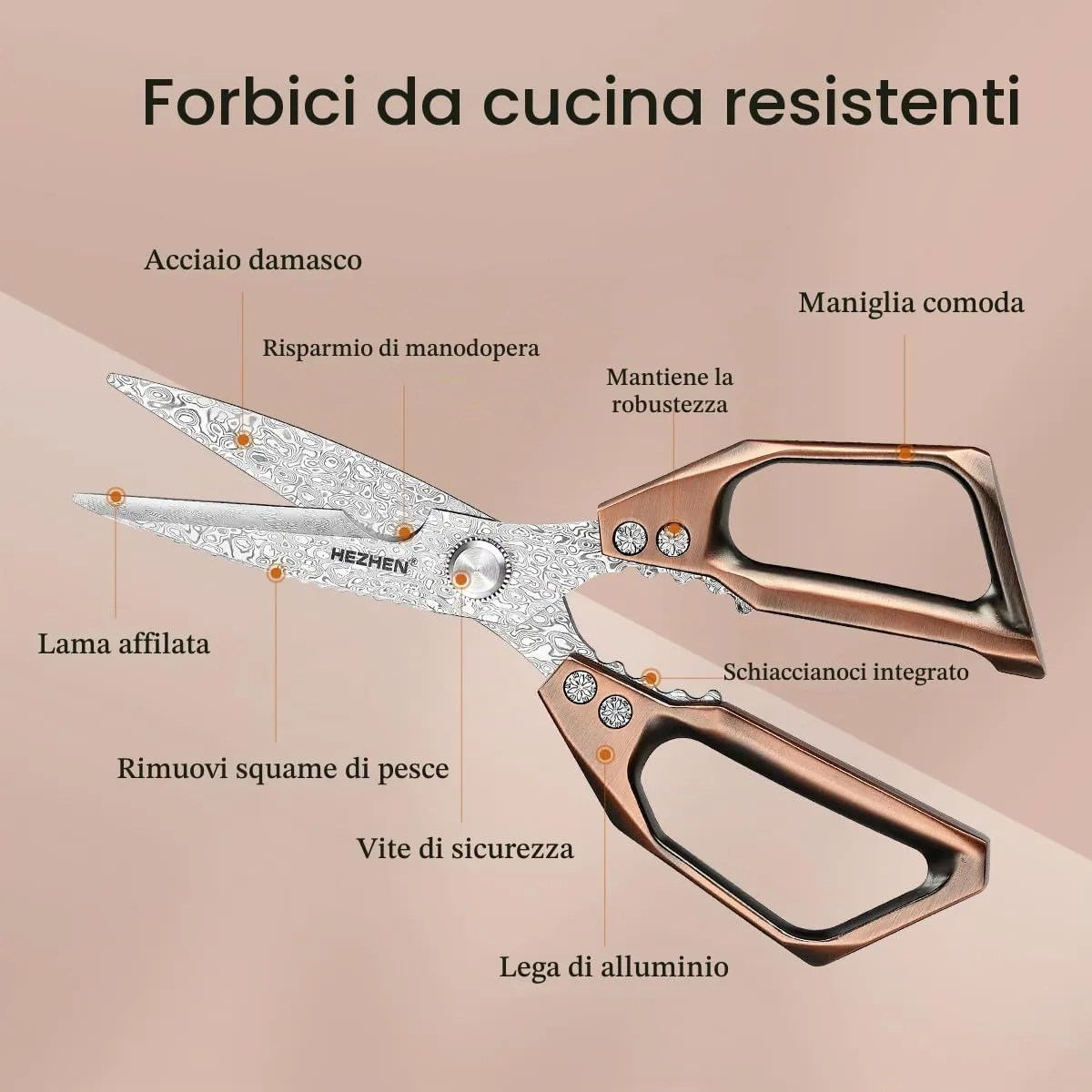 Hezhen forbici cucina damasco 110 strati