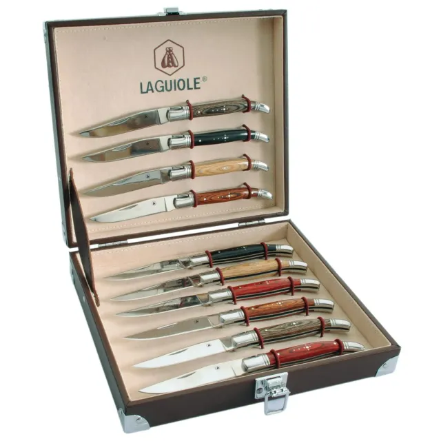 Laguiole 10 coltelli pieghevoli legno esotico inox
