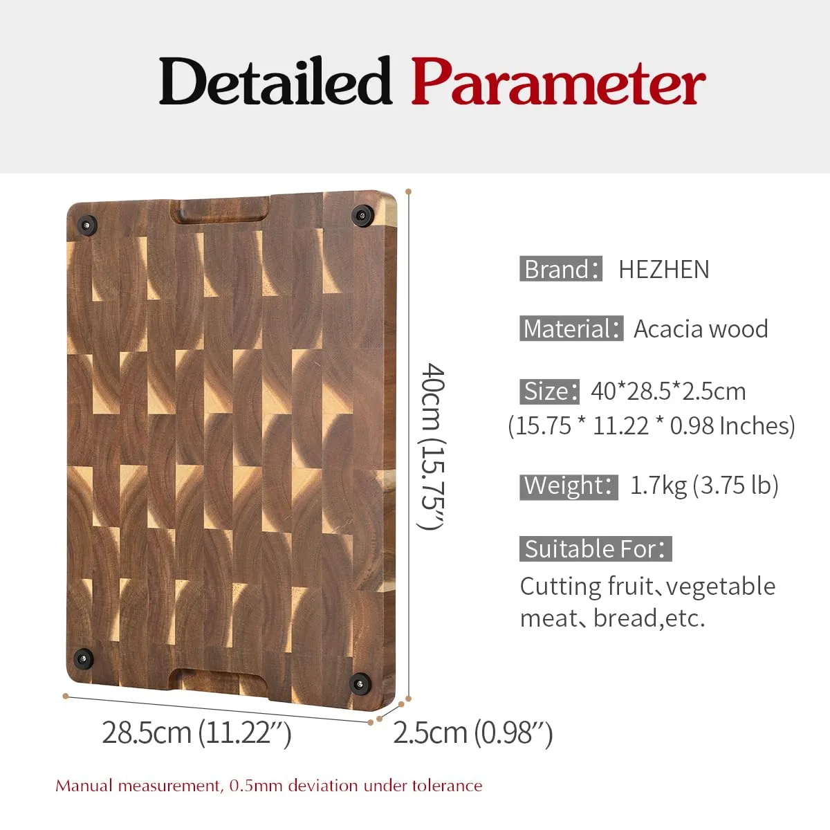 HEZHEN Tagliere Legno Acacia Doppio Lato Vassoio Servire