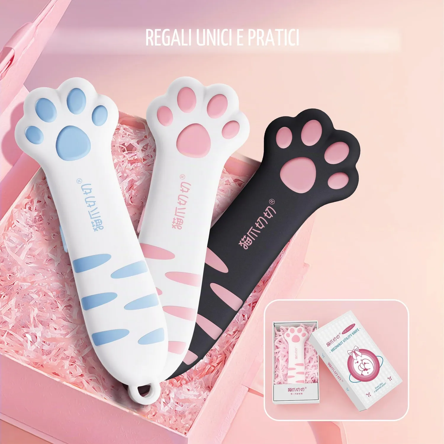 MEOWKIT Cutter Zampa Gatto Rosa Taglierino Mini