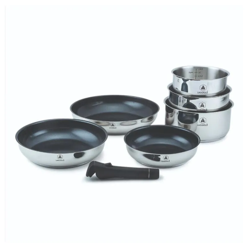 Laguiole en Aubrac Set Cucina 10 Pezzi Pentole Argento Antiaderenti