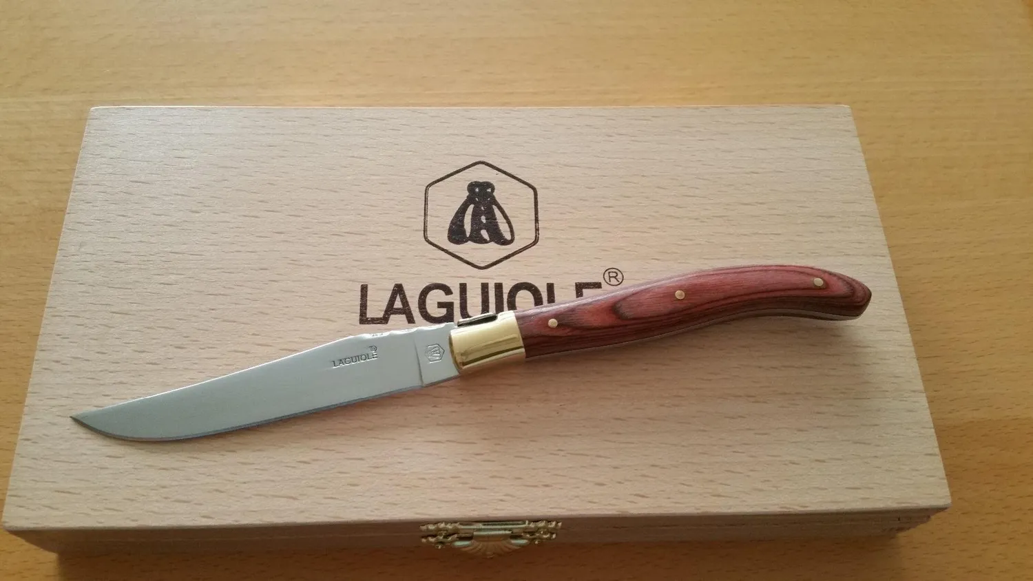 Laguiole set 6 coltelli bistecca manico legno scatola