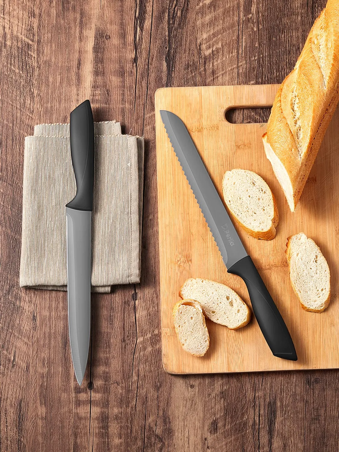 D.Perlla set coltelli 15 pezzi ceppo legno antiaderenti