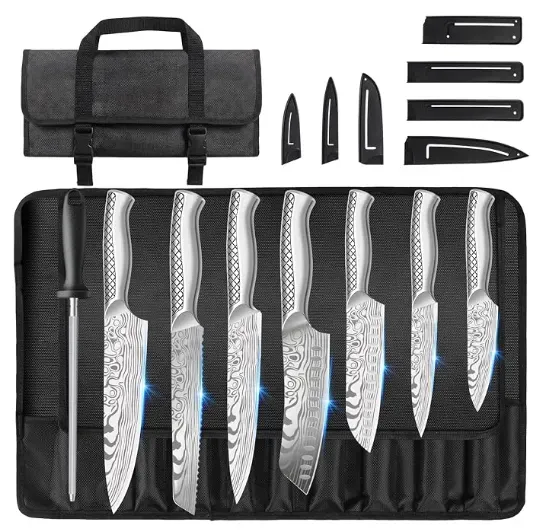 MOSFiATA set coltelli cucina 9 pezzi borsa roll inox