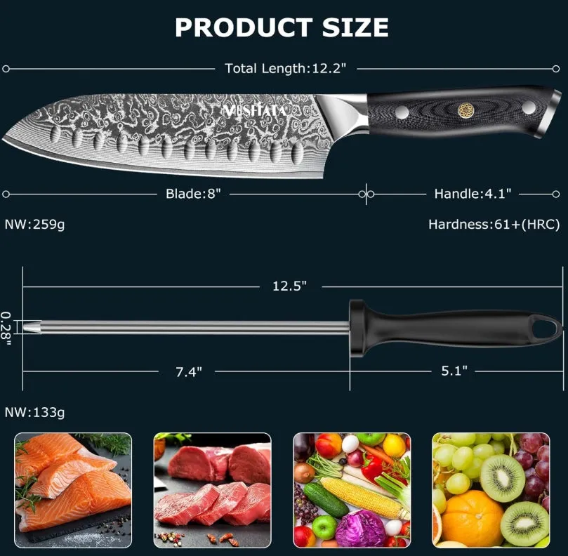 MOSFiATA Santoku 18cm Damasco VG-10 67 Strati G10