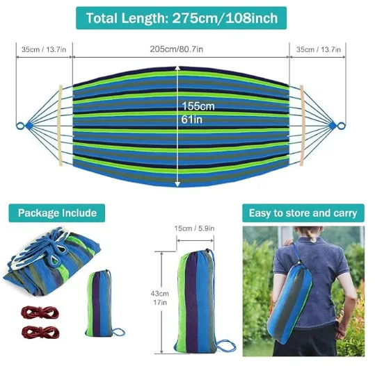 MOSFiATA Amaca Blu Verde 550lb con Cinghie Alberi e Borsa