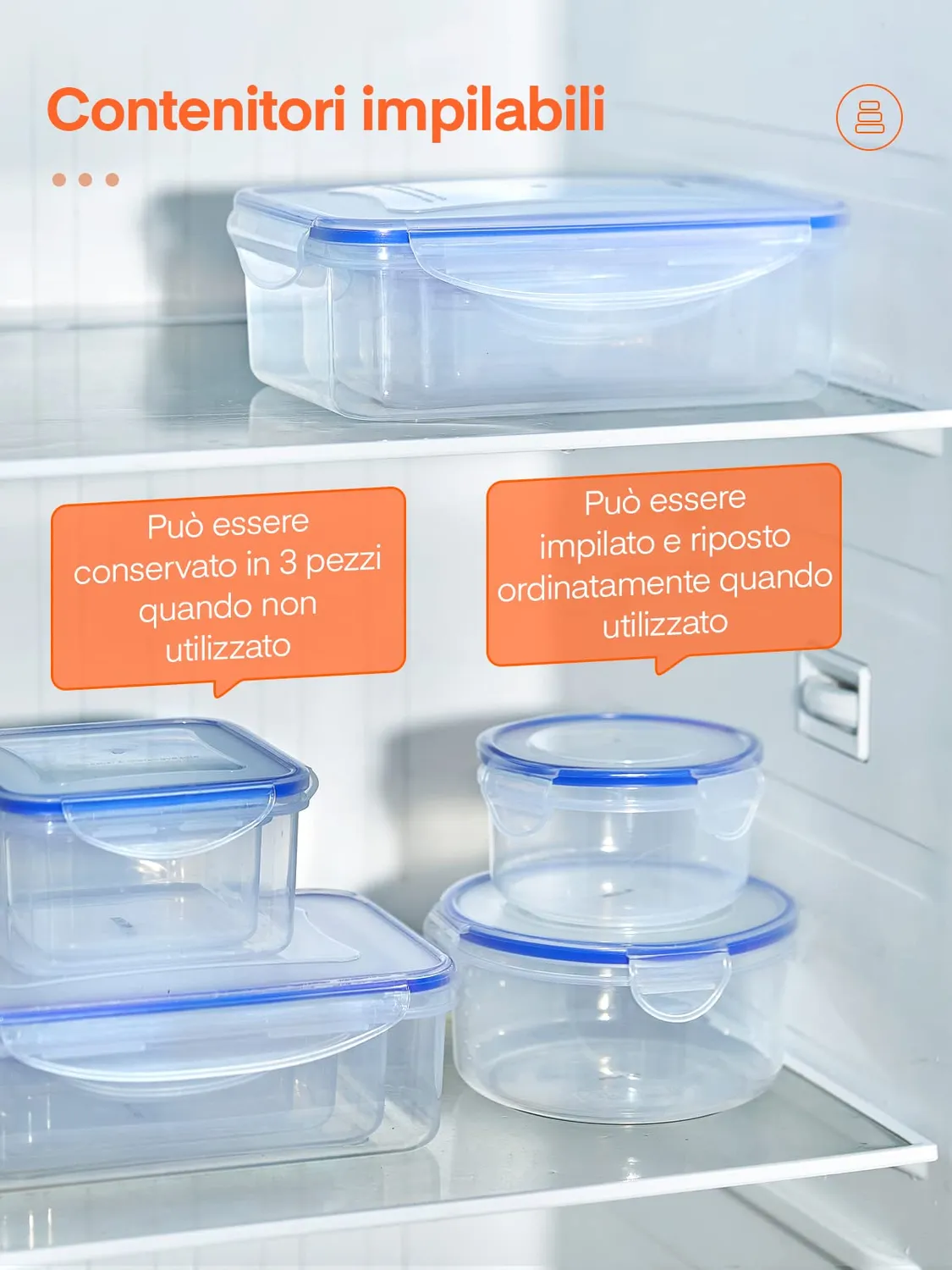D.Perlla contenitori alimenti 8 pezzi ermetici BPA free