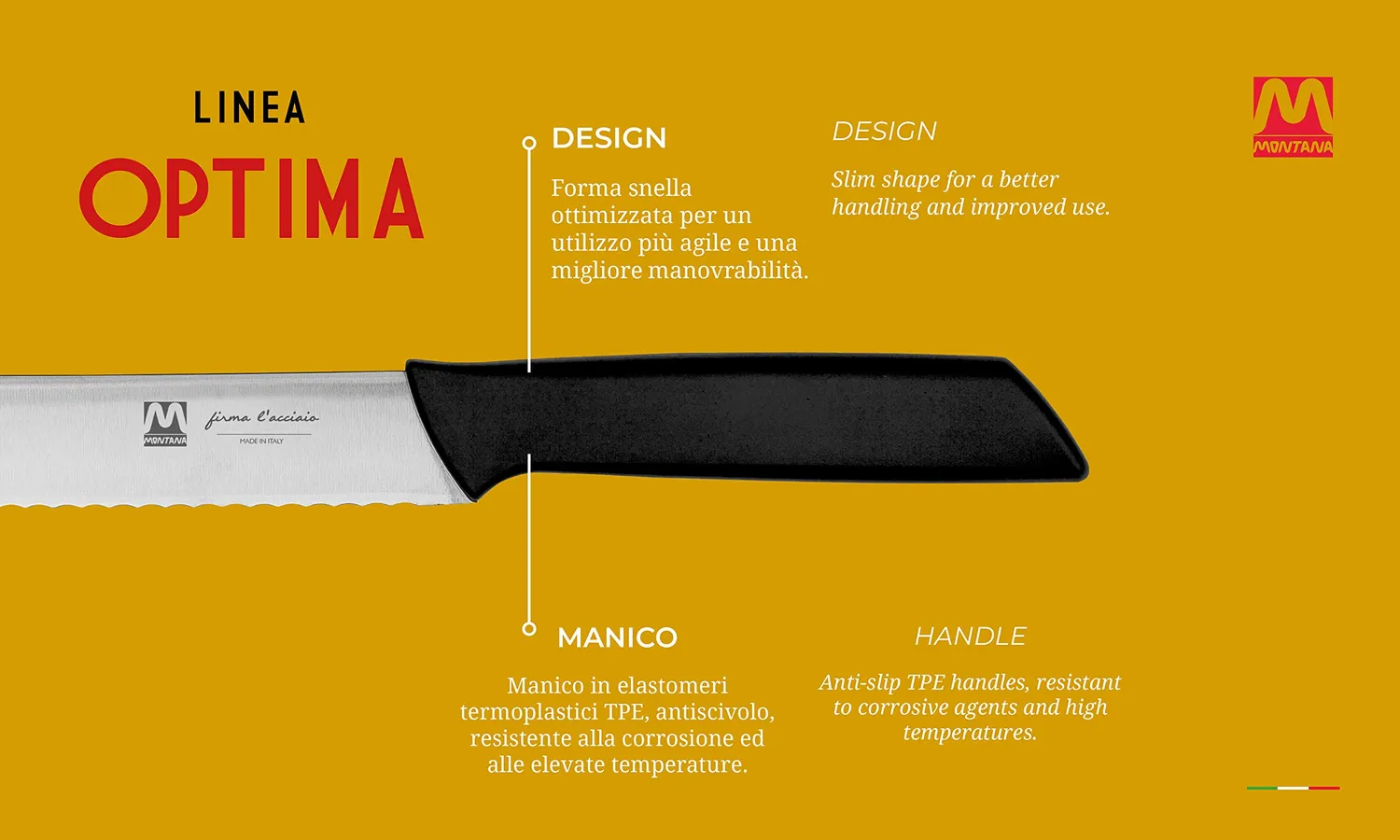 Montana Blu Optima coltello pane 21 cm acciaio azoto