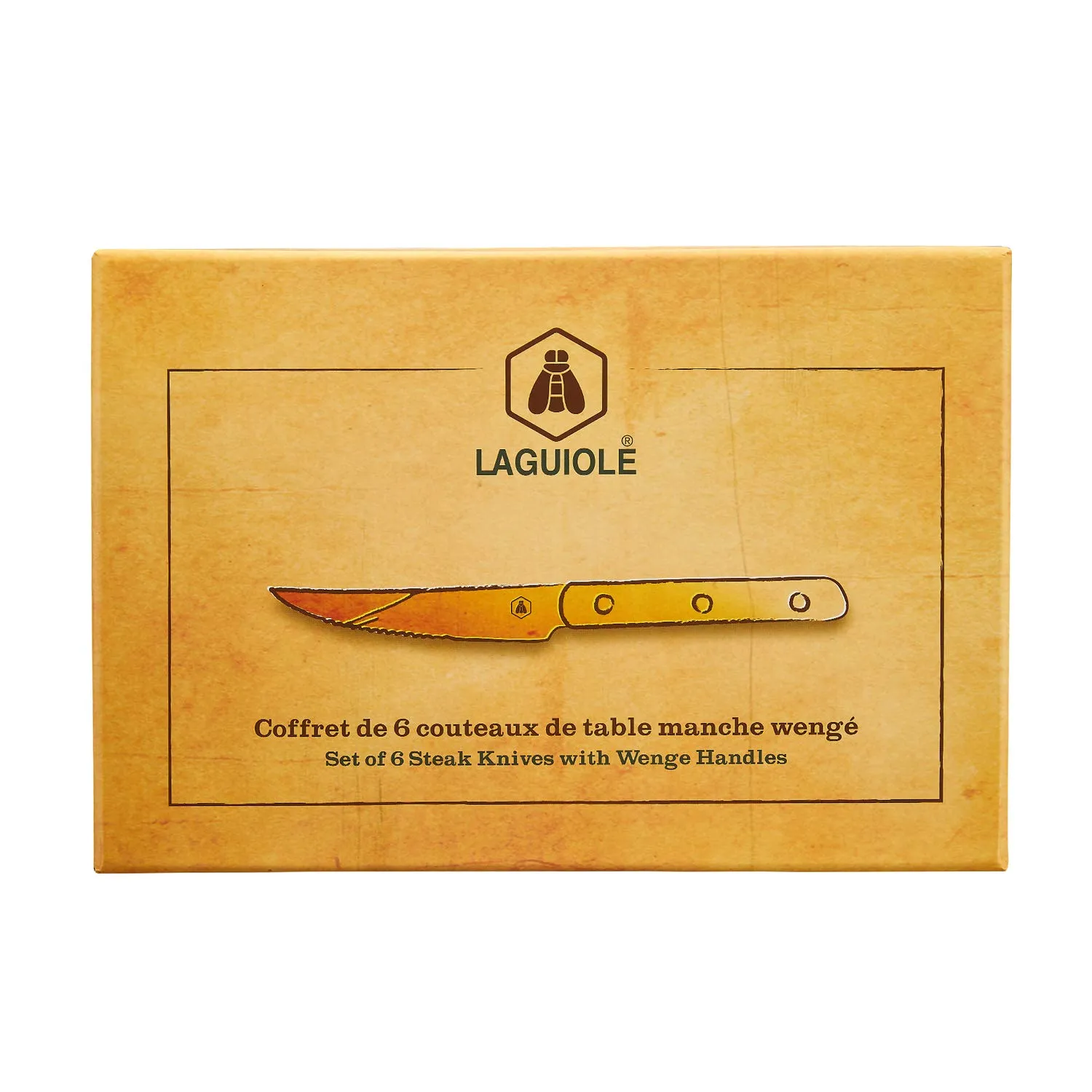 Laguiole en Aubrac set 6 coltelli tavola wenge lama nera
