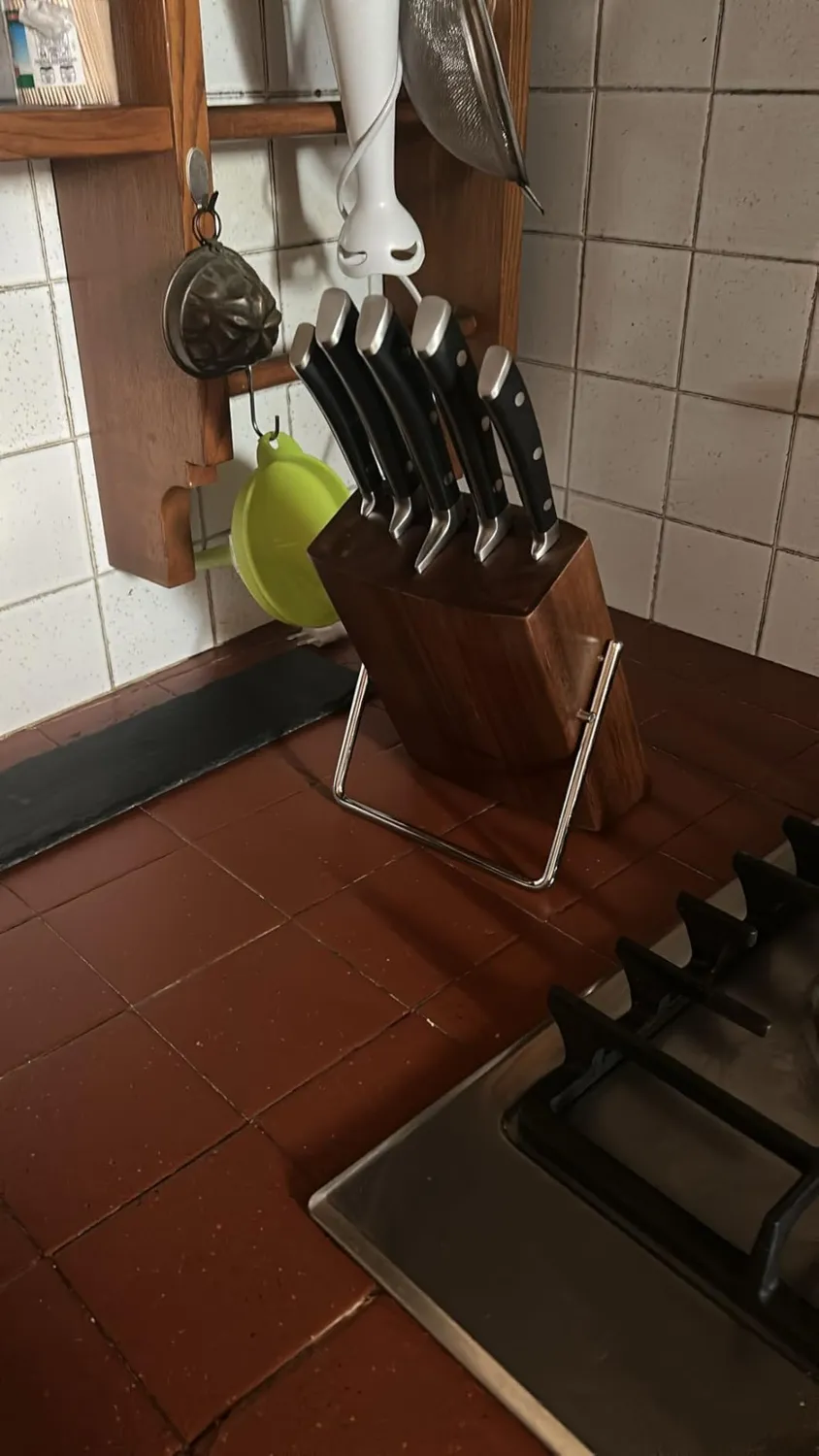 D.Perlla set coltelli cucina 6 pezzi acciaio ceppo legno