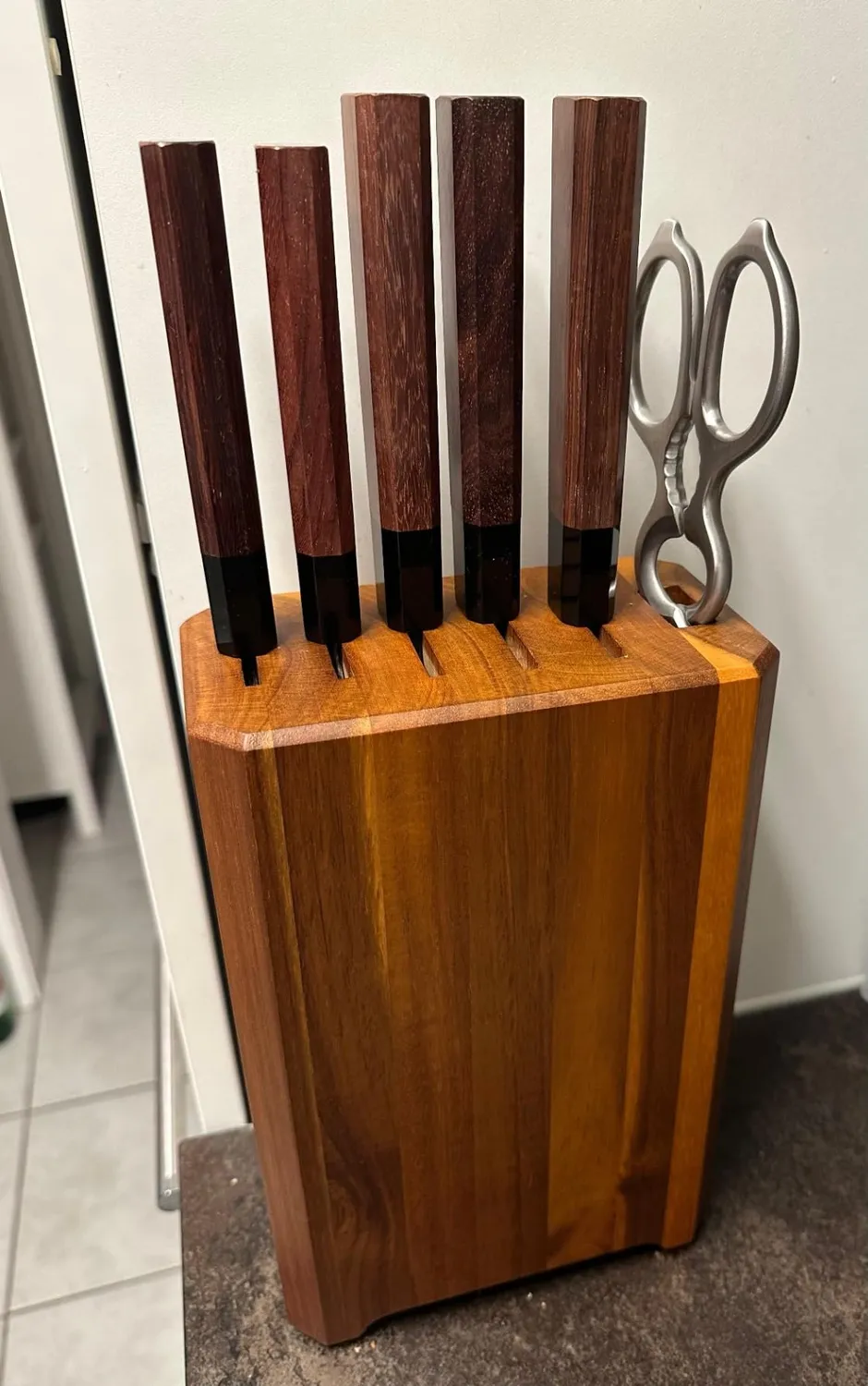 Hezhen set coltelli cucina 5 pezzi manico ottagonale damasco