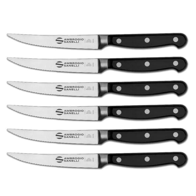 Sanelli Maitre Set 6 Coltelli Tavola Mezzo Dentati 11 cm