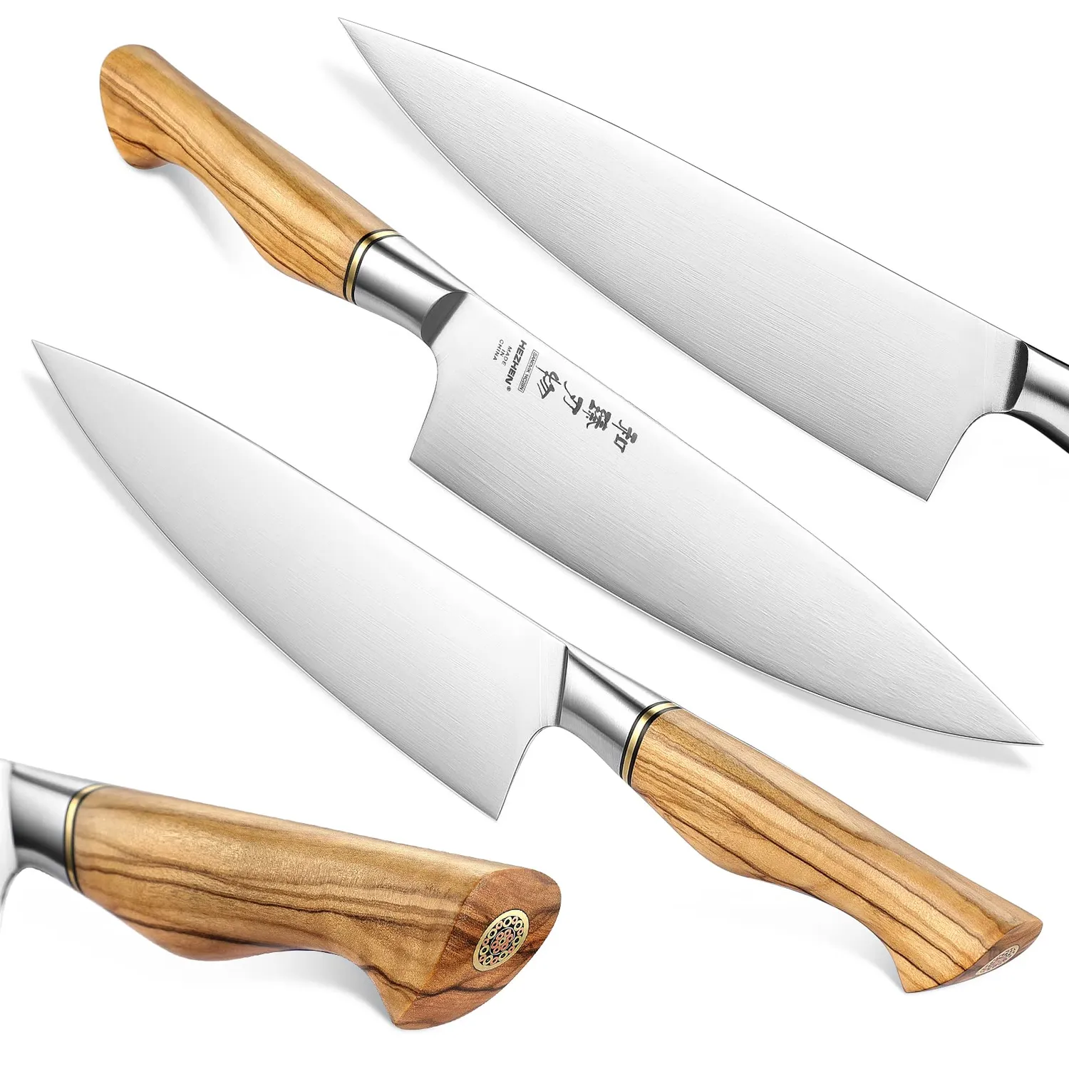 HEZHEN set coltelli cucina 5 pezzi acciaio svedese ulivo