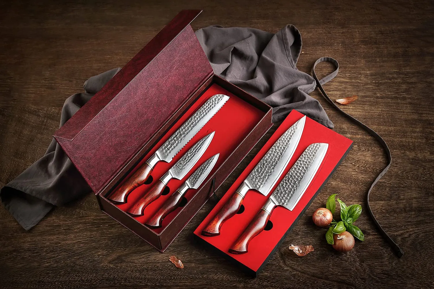 HEZHEN Master Hammered set coltelli cucina damasco 4 pezzi