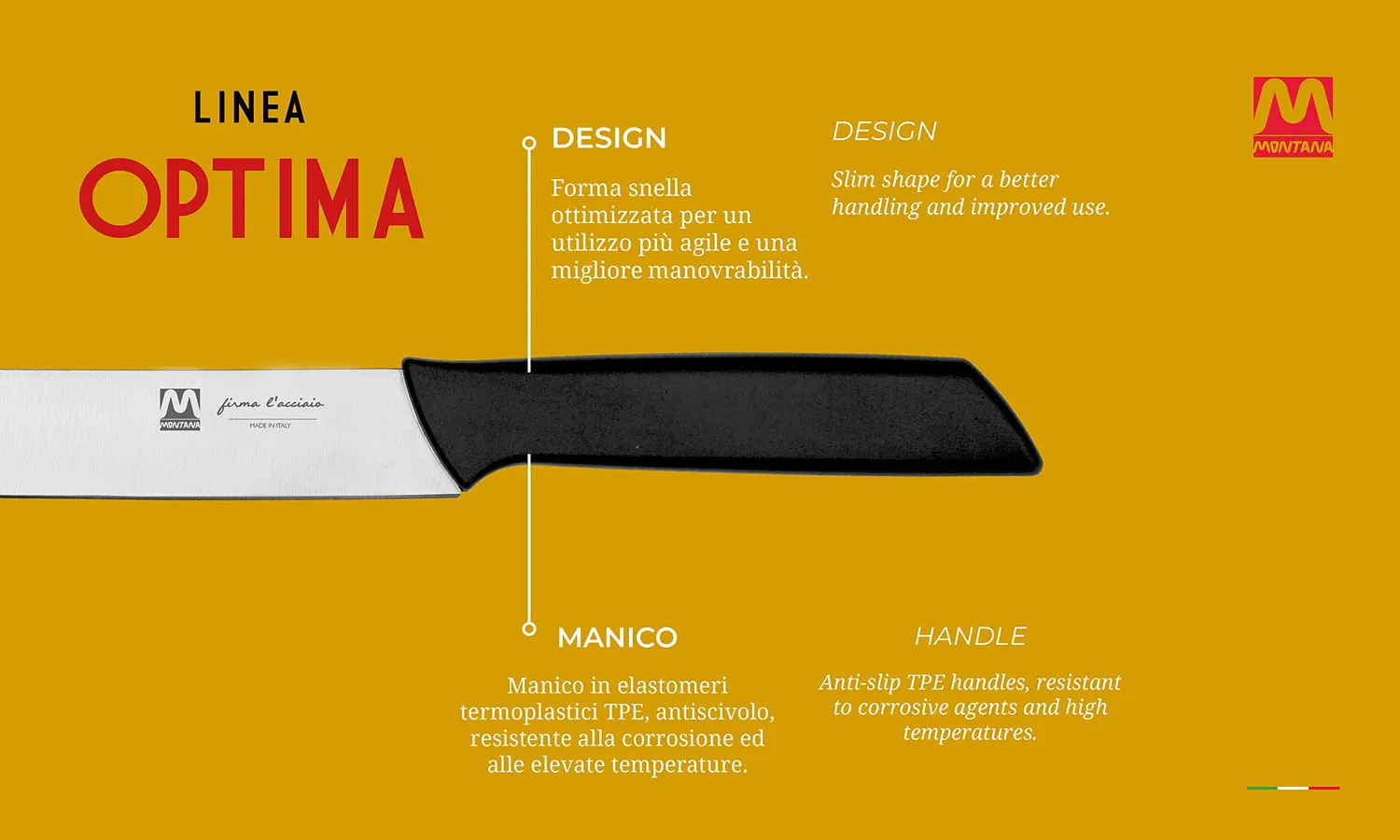Montana Blu Optima coltello arrosto 23 cm acciaio azoto