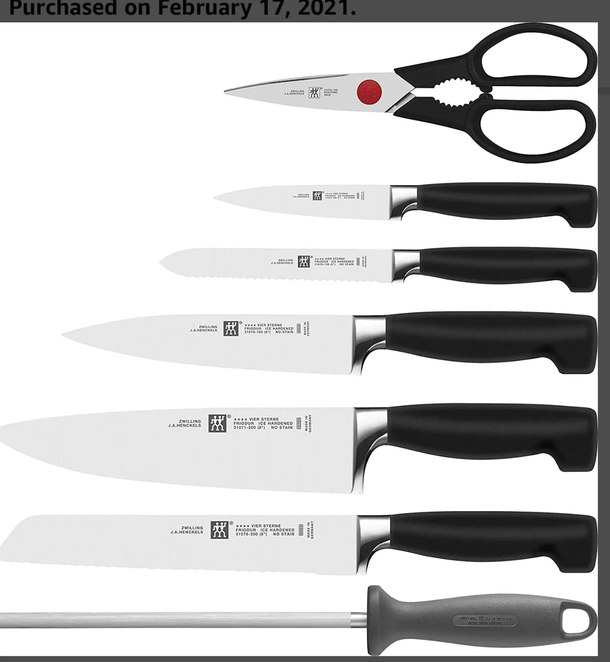 Zwilling Vier Sterne 35140 set coltelli ceppo 8 pezzi faggio