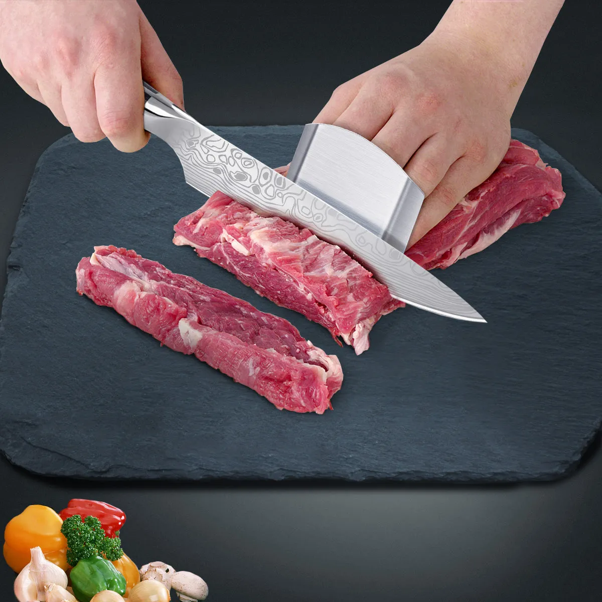MOSFiATA Coltello Chef 8 Pollici con Affilacoltelli e Salvadita