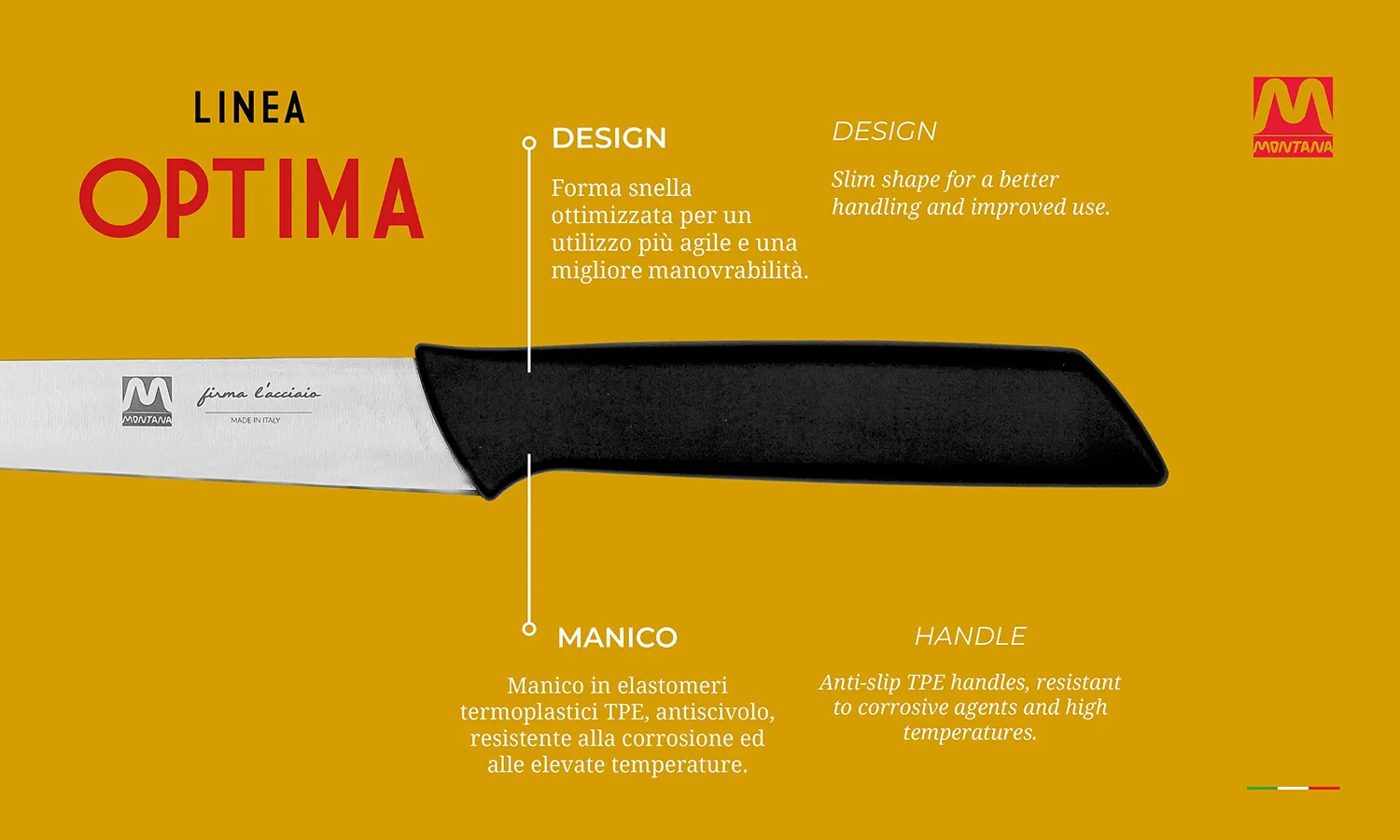 Montana Blu Optima Sfilettare 18 cm coltello pesce flessibile