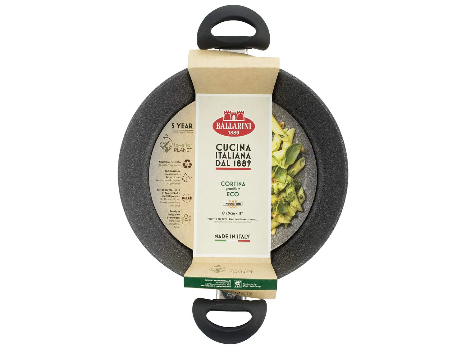 Ballarini Cortina Granitium tegame 2 maniglie 24 cm induzione