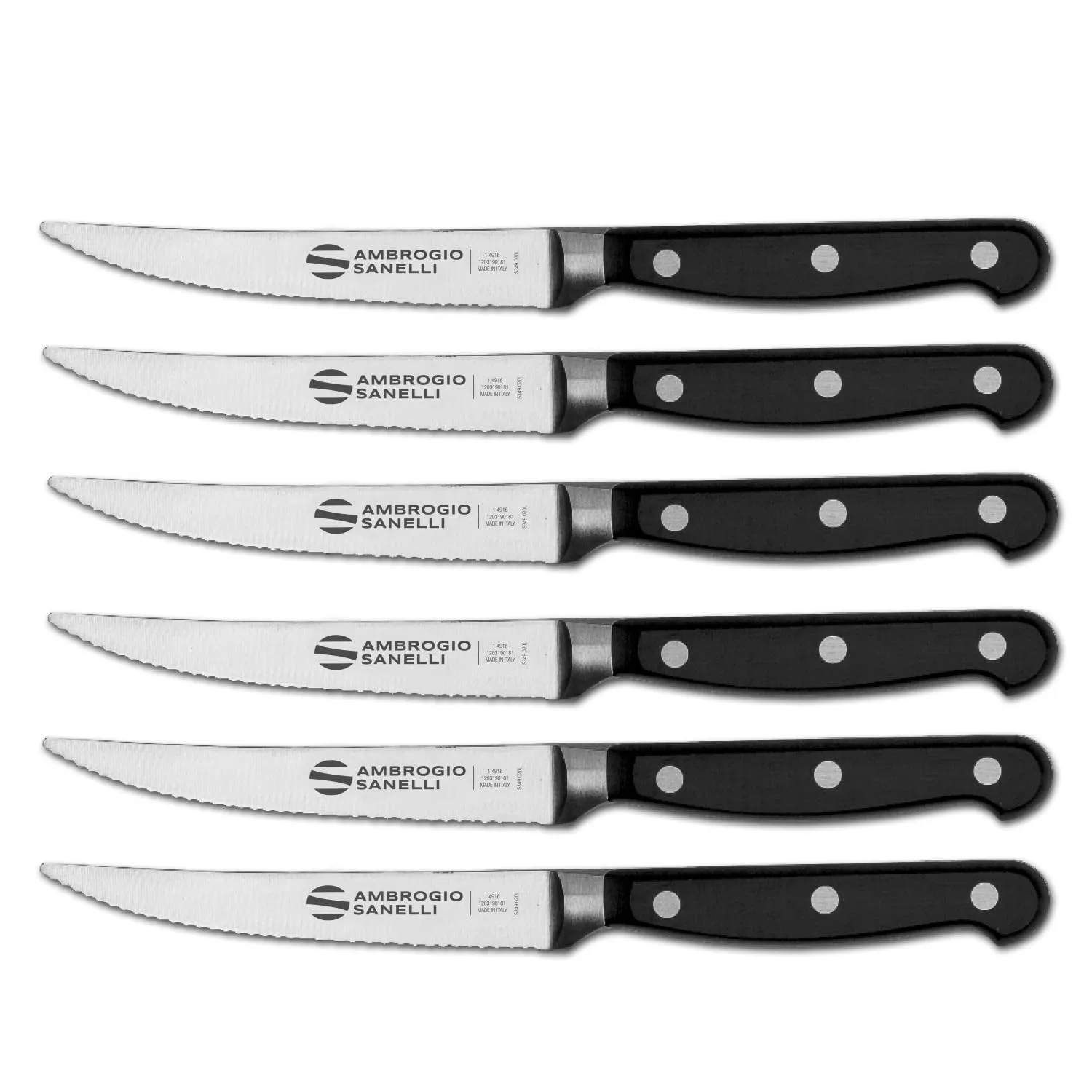 Sanelli Maitre Set 6 Coltelli Tavola Mezzo Dentati 11 cm