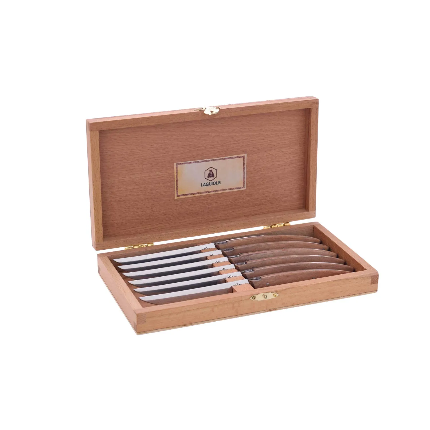 Laguiole coltelli bistecca 6 pezzi lama nera wengé 22,5 cm