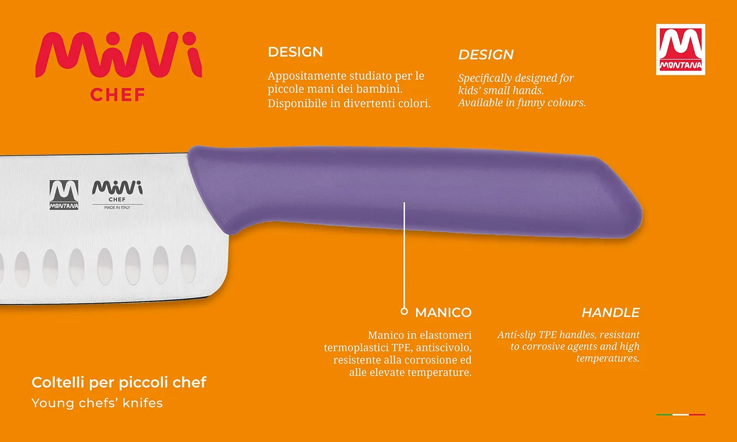 Montana Mini Chef santoku bimbi 13 cm viola alveolato