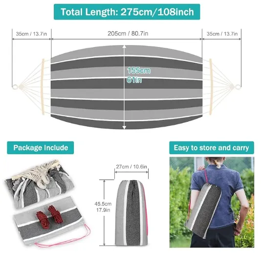 MOSFiATA Amaca Campeggio Grigia 205x155cm 550lb Antiribaltamento