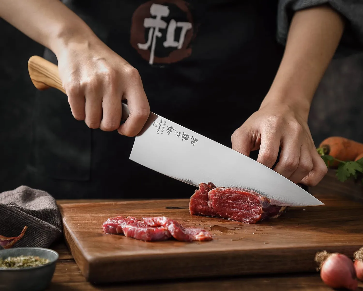 HEZHEN set coltelli cucina 5 pezzi acciaio svedese ulivo