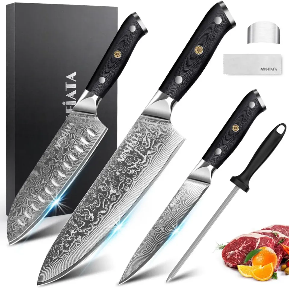 MOSFiATA Professional Damascus set coltelli 3 pezzi VG-10